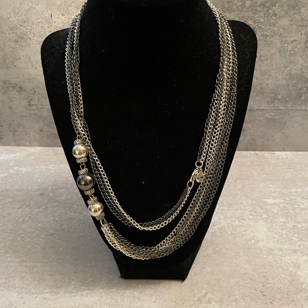 Alfani Fashion Jewellery Necklace Silver Grey Beads Long Multi Layers